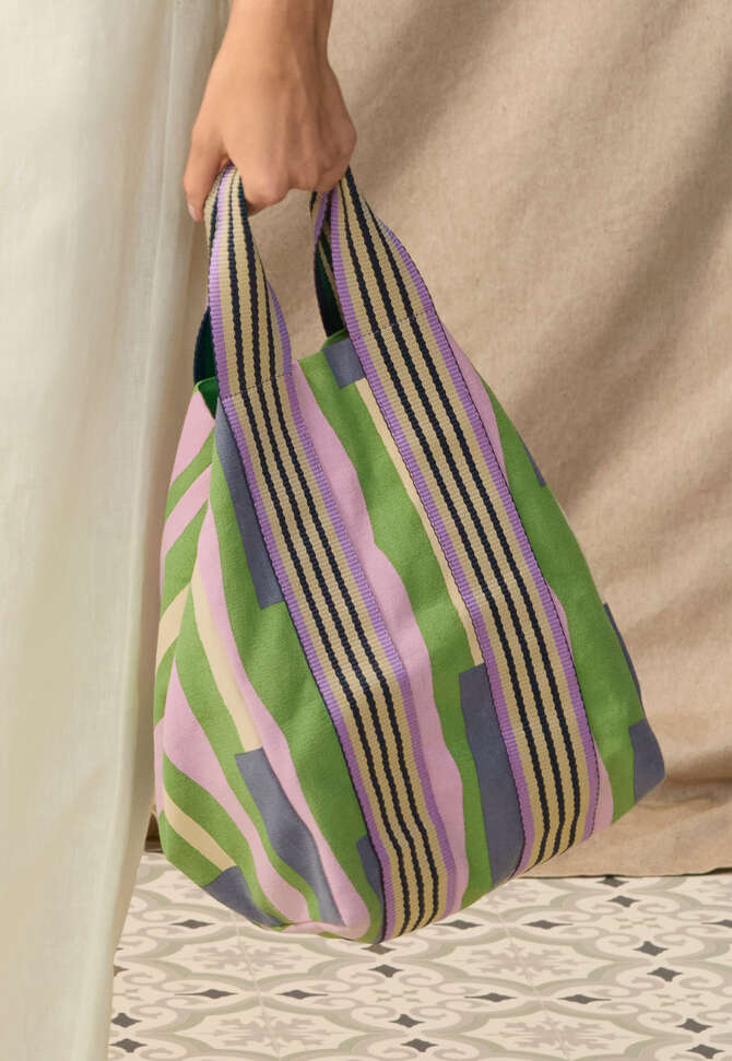 Striped shopper bag, Green lilac, completeTheLook