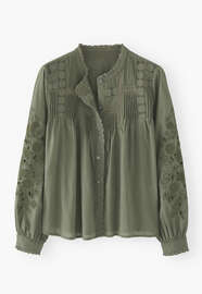 Lace pintuck blouse, Forest green, webstill