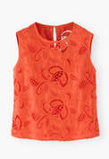 Broderie top, Vermillion orange, webstill