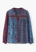 Printed shirring blouse, Purple magenta, webstill