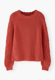 Cable-sleeve sweater, Strawberry, webstill