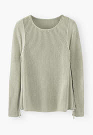 Mesh-stitch sweater, Light sage, webstill
