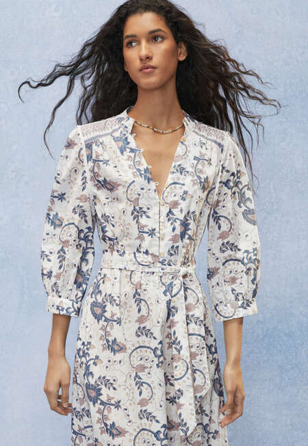 Printed dress, Ecru mauve, completeTheLook