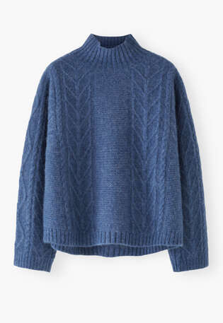 Cable-knit sweater, Royal blue, webstill