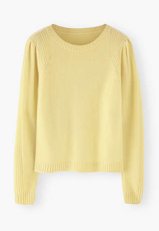 Puff-sleeve sweater, Pastel yellow, webstill