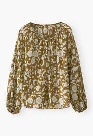 Printed blouse, Olive, webstill