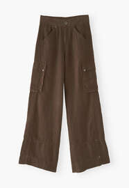 Wide-leg patch-pocket trousers, Chocolate, webstill