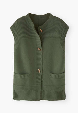 Knitted gilet, Forest green, webstill