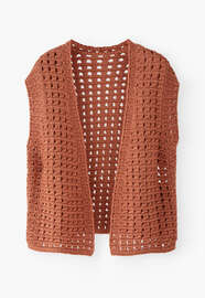 Crochet-stitch waistcoat, Terracotta, webstill