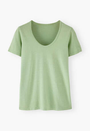 Scoop-neck T-shirt, Mint green, webstill