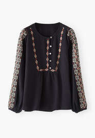 Embroidered blouse, Black, webstill
