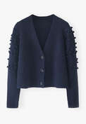 Bobble cardigan, Midnight blue, webstill