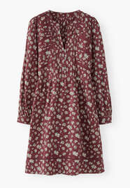 Printed short dress, Wine, webstill