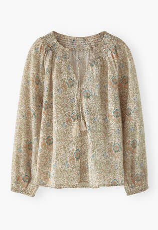 Printed blouse, Meadow peach, webstill