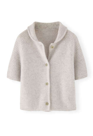 Waffle-stitch cardigan, Light grey, webstill