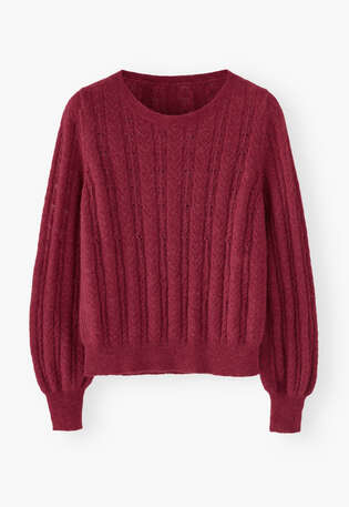 Lace-stitch sweater, Garnet, webstill