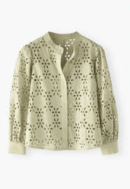Cutwork blouse, Soft olive, webstill