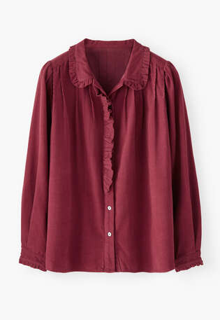 Cord pleated blouse, Garnet, webstill