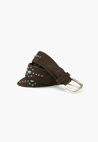 Studded belt, Dark brown, webstill