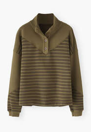 Striped sweatshirt, Dark olive, webstill