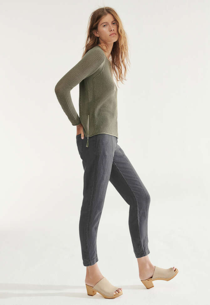 Mesh-stitch sweater, Soft olive, completeTheLook