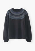 Embroidered sweatshirt, Black indigo, webstill