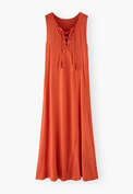 Lace-front jersey dress, Vermillion orange, webstill