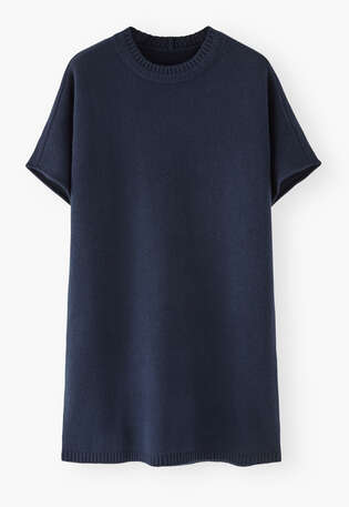 Dolman knitted dress, Indigo, webstill
