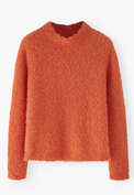 Boucl&eacute; round-neck sweater, Vivid coral, webstill