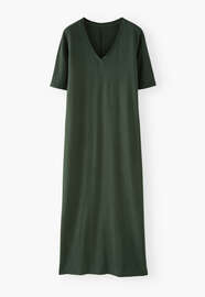 V-neck dress, Dark bottle green, webstill