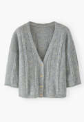 V-neck cardigan, Blue stone, webstill