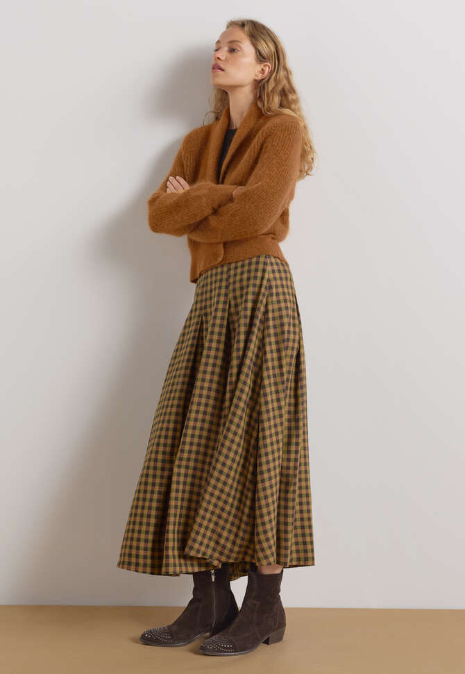 Shawl-collar cardigan, Burnt copper, completeTheLook