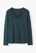 Long-sleeved scoop-neck top, Deep petrol, webstill