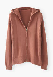 Knitted hoodie, Soft terracotta, webstill