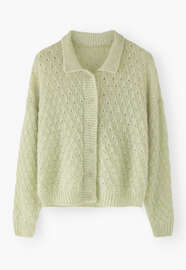 Lace-stitch cardigan, Soft mint green, webstill