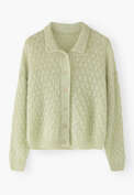 Lace-stitch cardigan, Soft mint green, webstill