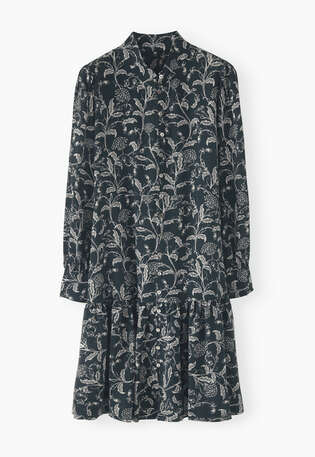 Printed tiered dress, Deep teal, webstill