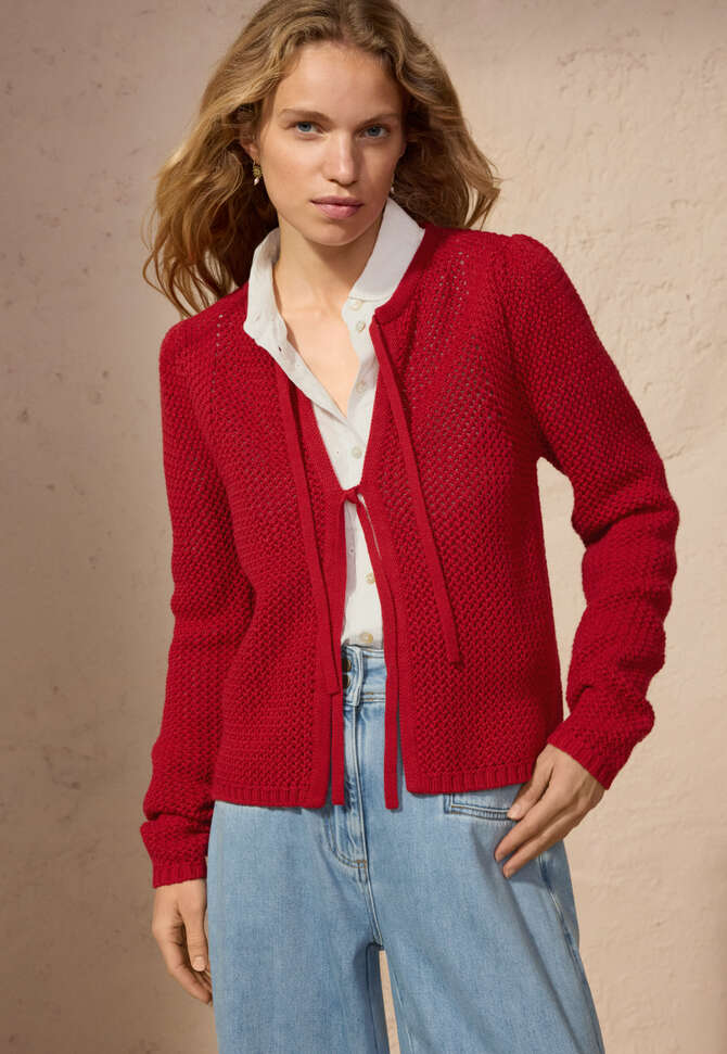 Tie-front cardigan, Scarlet, completeTheLook