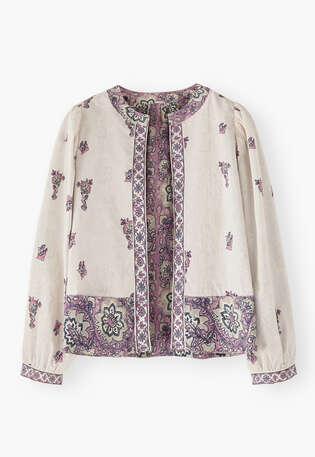 Reversible printed jacket, Ivory mauve, webstill