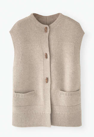 Knitted gilet, Light fawn, webstill