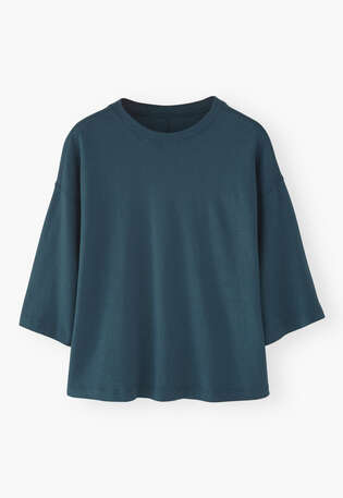 Drop-shoulder top, Deep petrol, webstill
