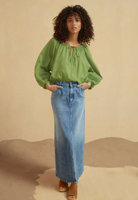 Denim maxi-skirt, Light wash, completeTheLook