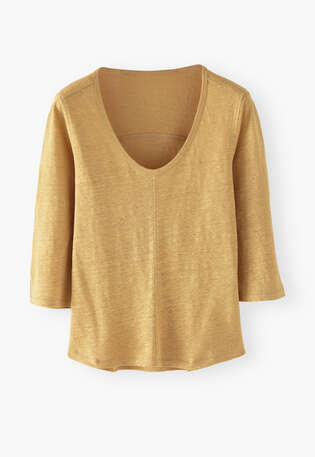Scoop-neck top, Dusty yellow, webstill