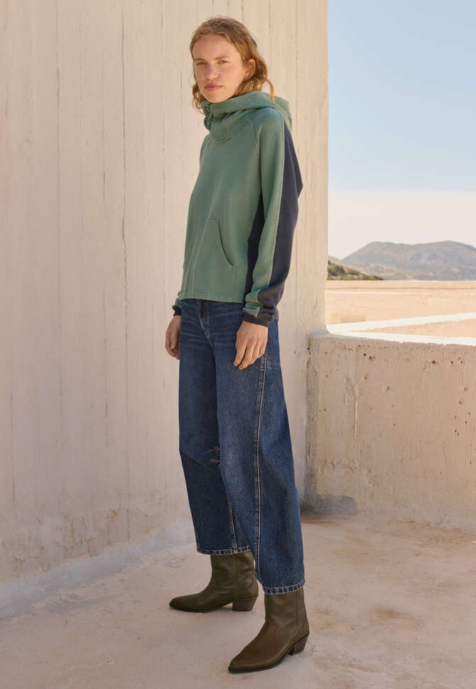 Panelled hoodie, Jade indigo, completeTheLook
