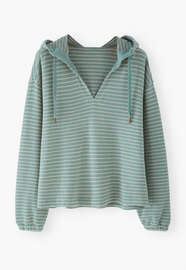 Textured striped hoodie, Seafoam chalk, webstill