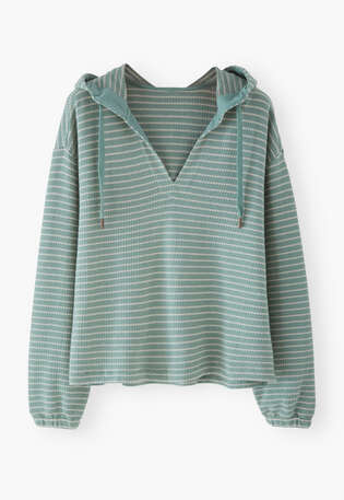 Textured striped hoodie, Seafoam chalk, webstill