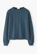 Stitch-detail sweater, Petrol, webstill