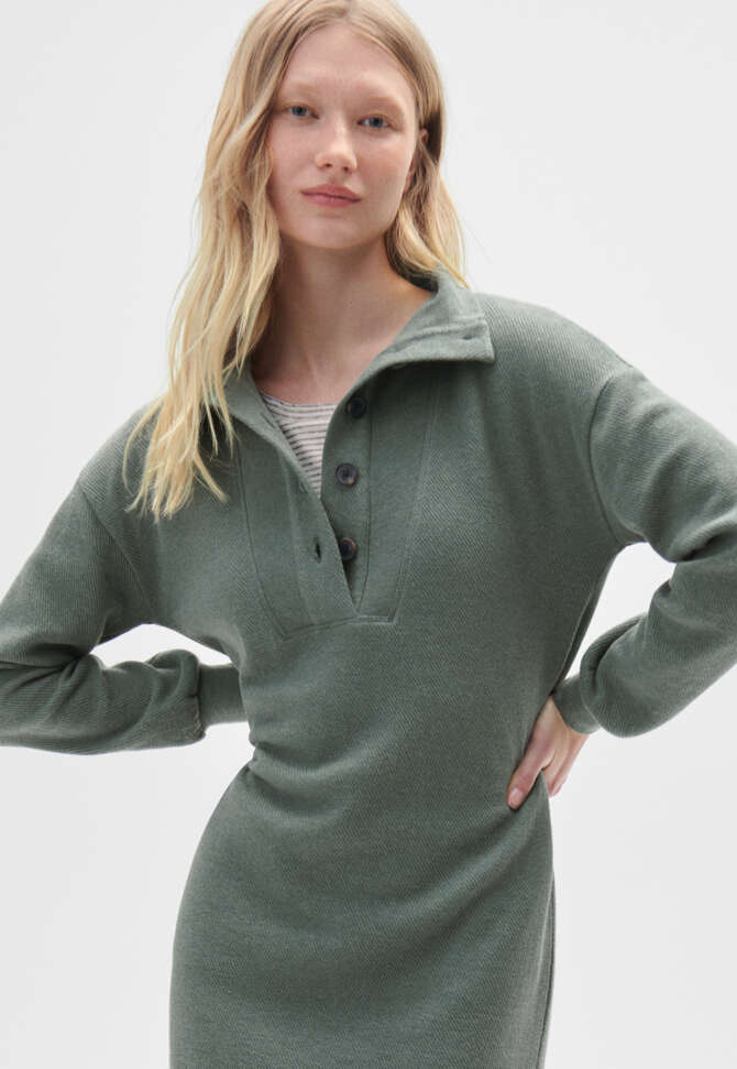 Funnel-neck dress, Dusty ocean, completeTheLook