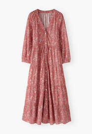 Printed tiered dress, Pink rouge, webstill