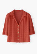 Pointelle-stitch blouse, Paprika, webstill